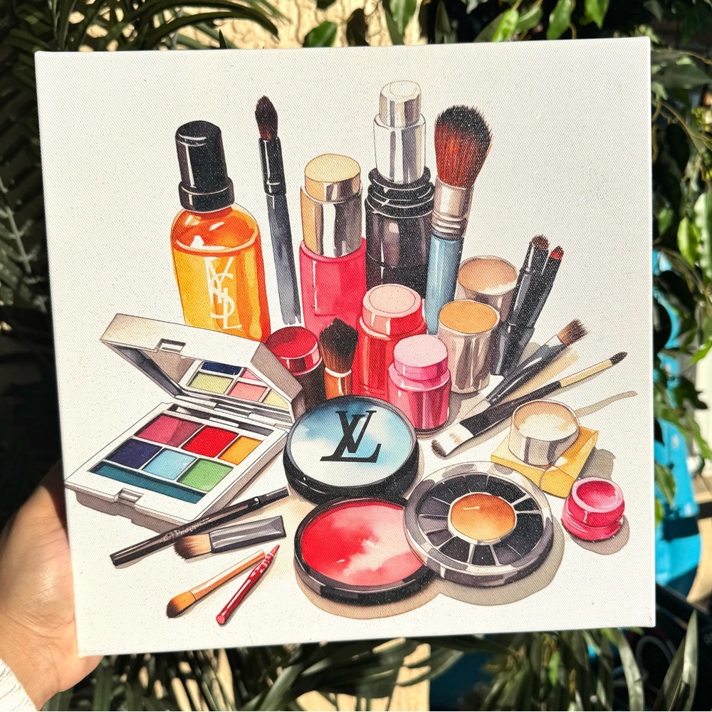 Canvas Art Makeup Collection - Red, Pink, Black, White. Canvas Print .